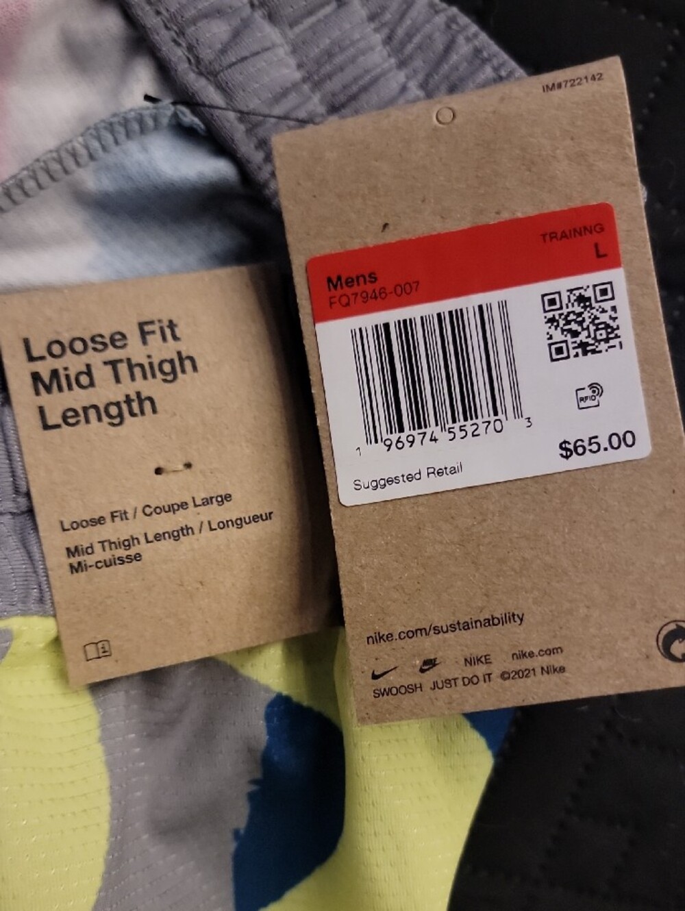 Nike Grey Blue Athletic Shorts with Yellow Graphic - Picture 3 of 7